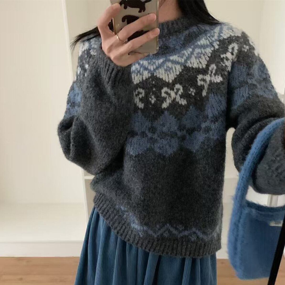 【tops】ジャカードニットセーター　M27801
