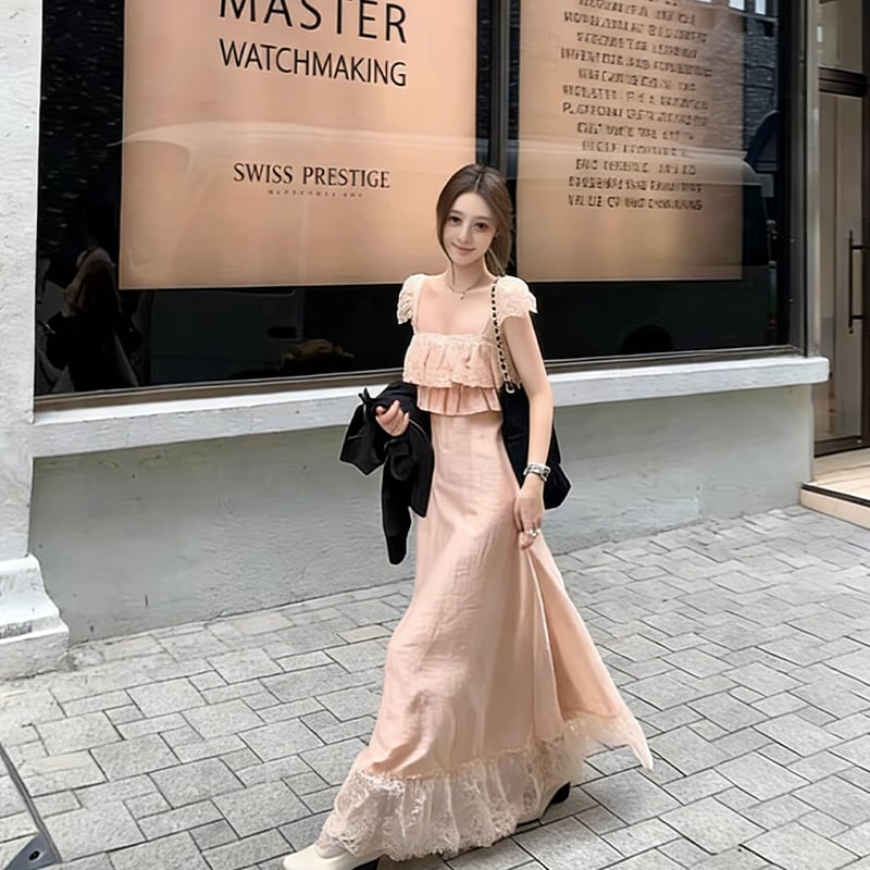 【dress】レースドッキングキャミワンピース Q8033