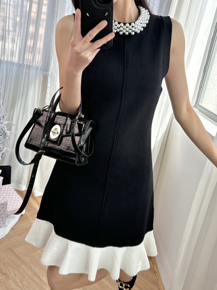 【dress】パールネックドッキングミニワンピース　N3007