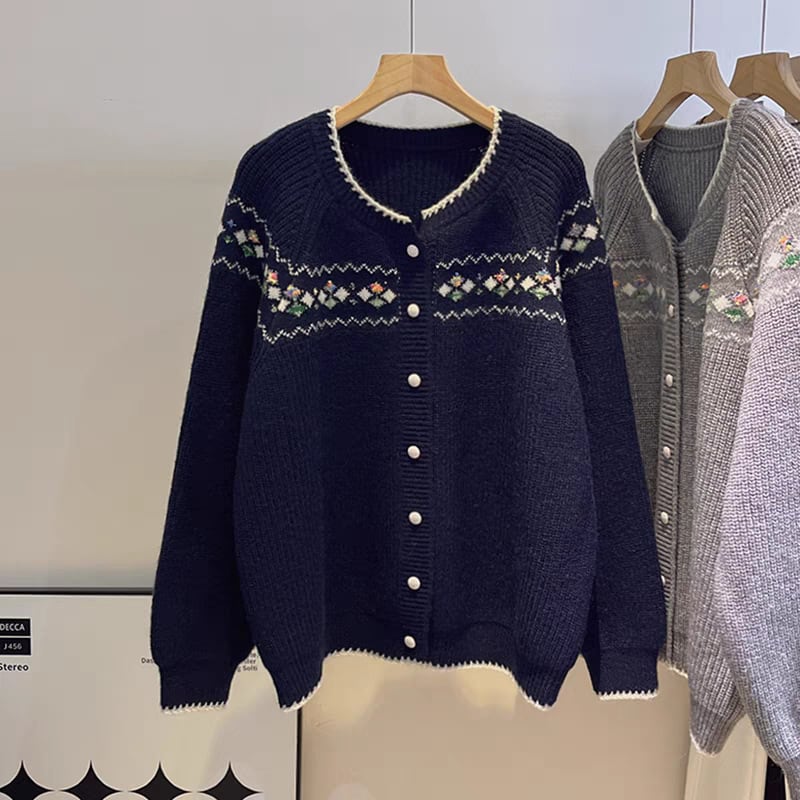 【outer】刺繍ニットカーデ　M29045