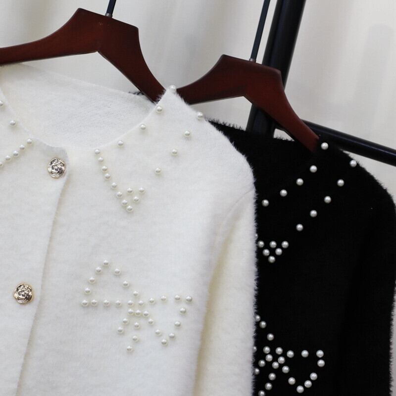 【outer】パールニットカーデ　M27585