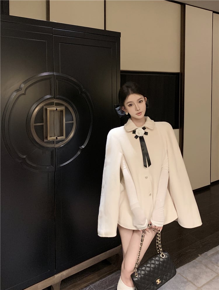 【outer】裹起毛ケープコート　M27955