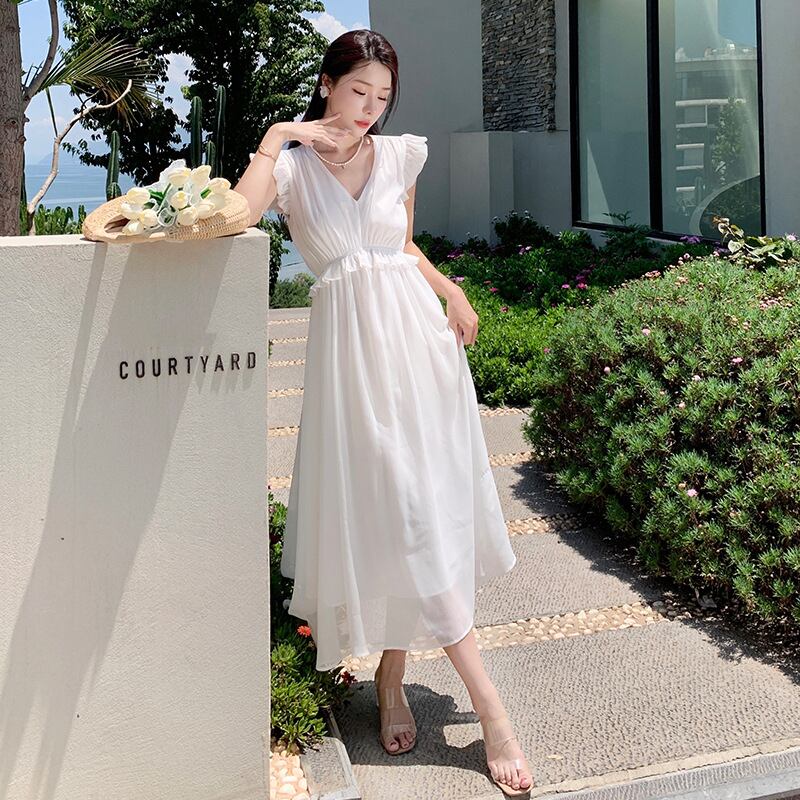 【dress】ギャザー海旅行ワンピース G20066