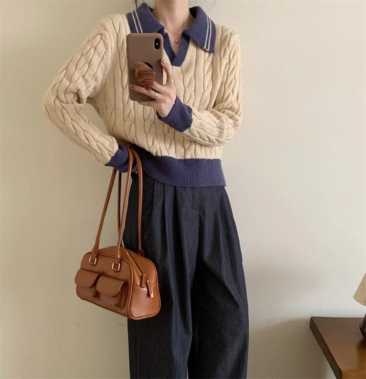 【tops】POLOネックニットセーター　M27279