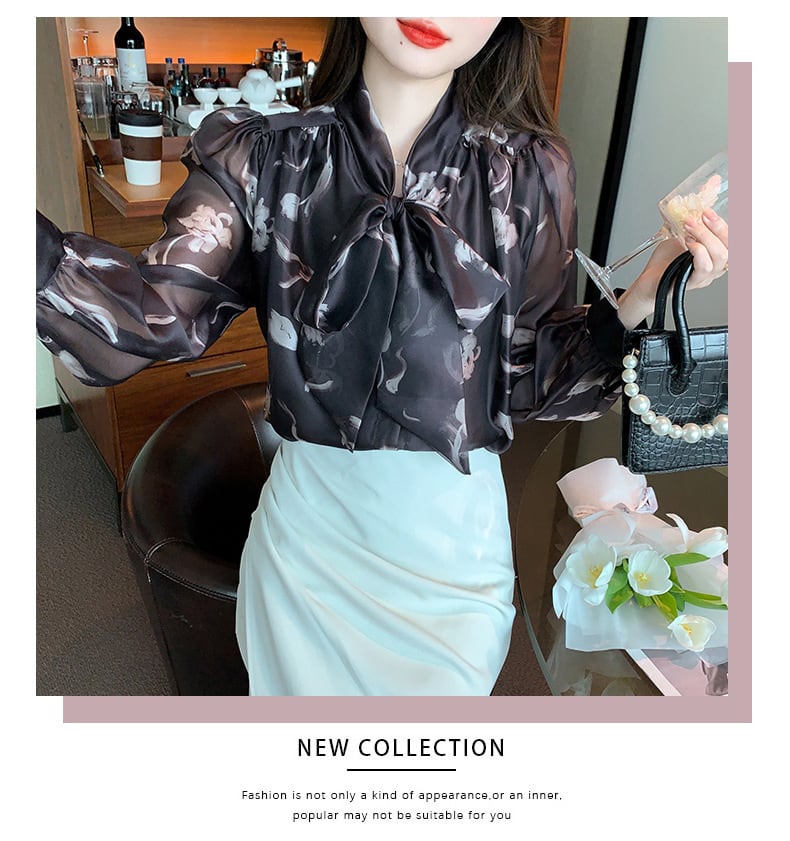 【tops】リボン付きシャツトップス　M28157