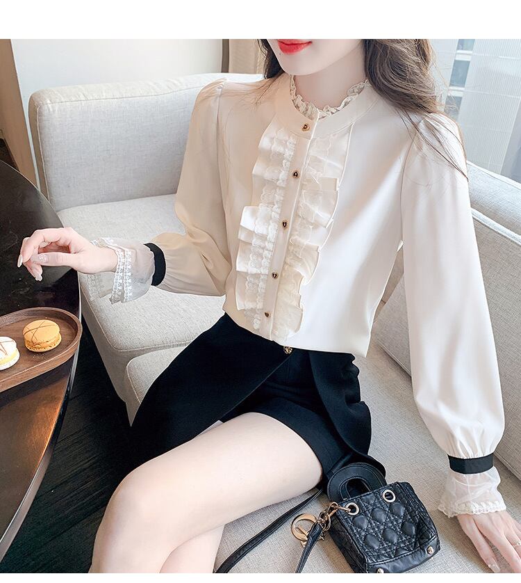 【tops】レース切り替えシャツトップス　M29092