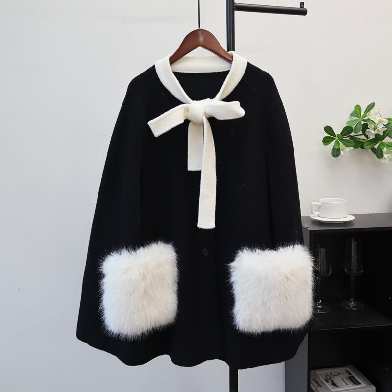 【outer】ポケットファーケープコート Q6699