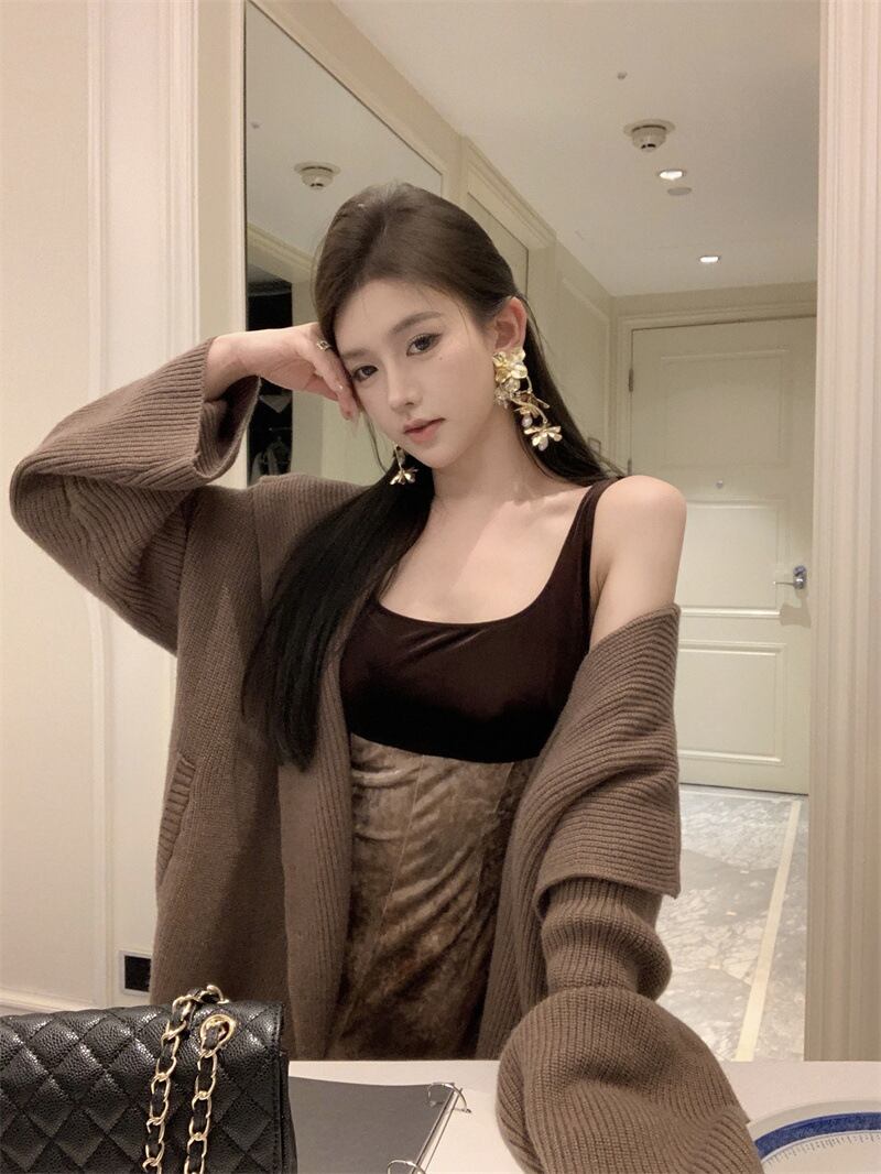 【outer】ロング丈ニットカーデ　M27936
