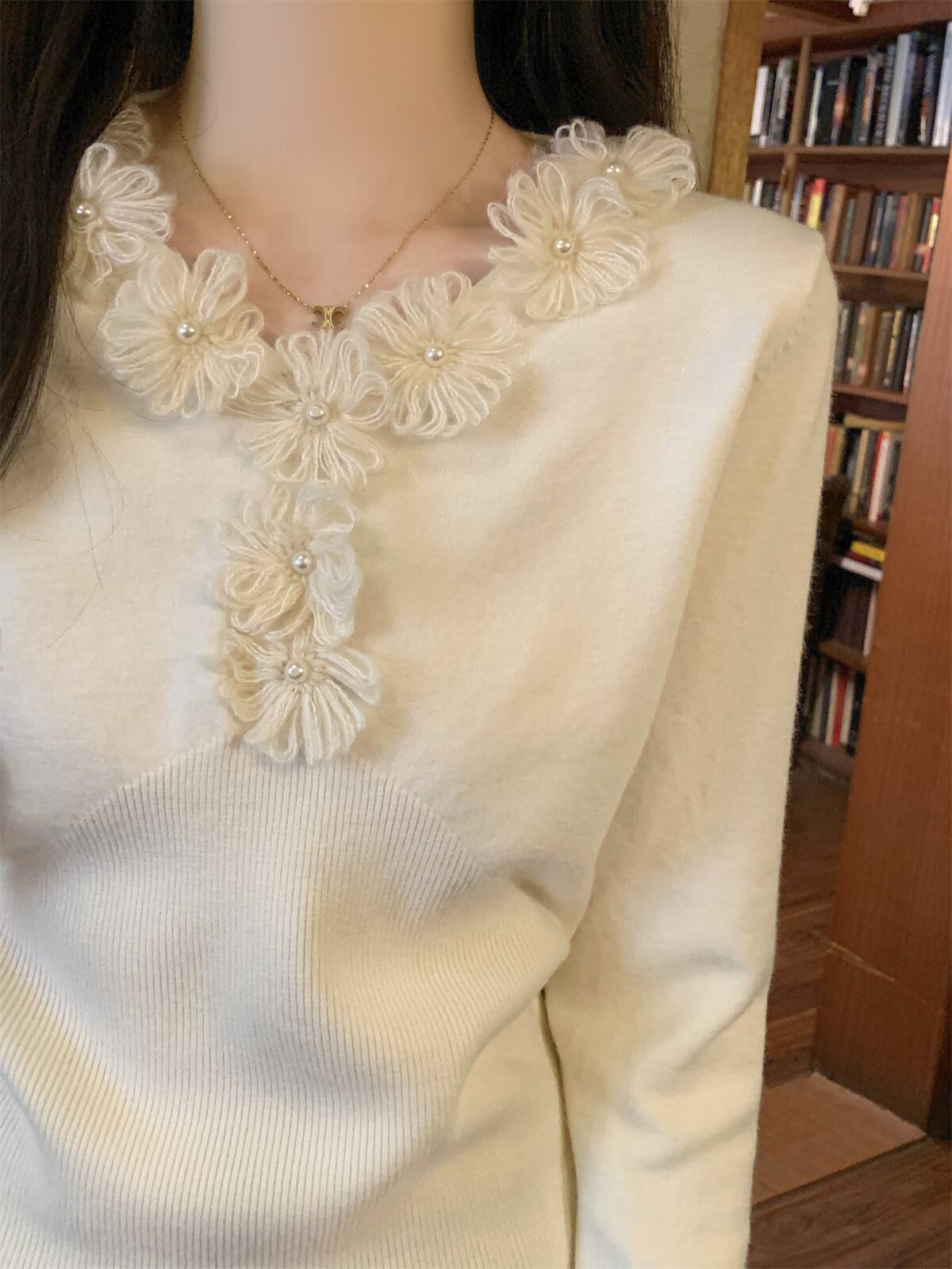 【tops】立体フラワーニットトップス　M28671