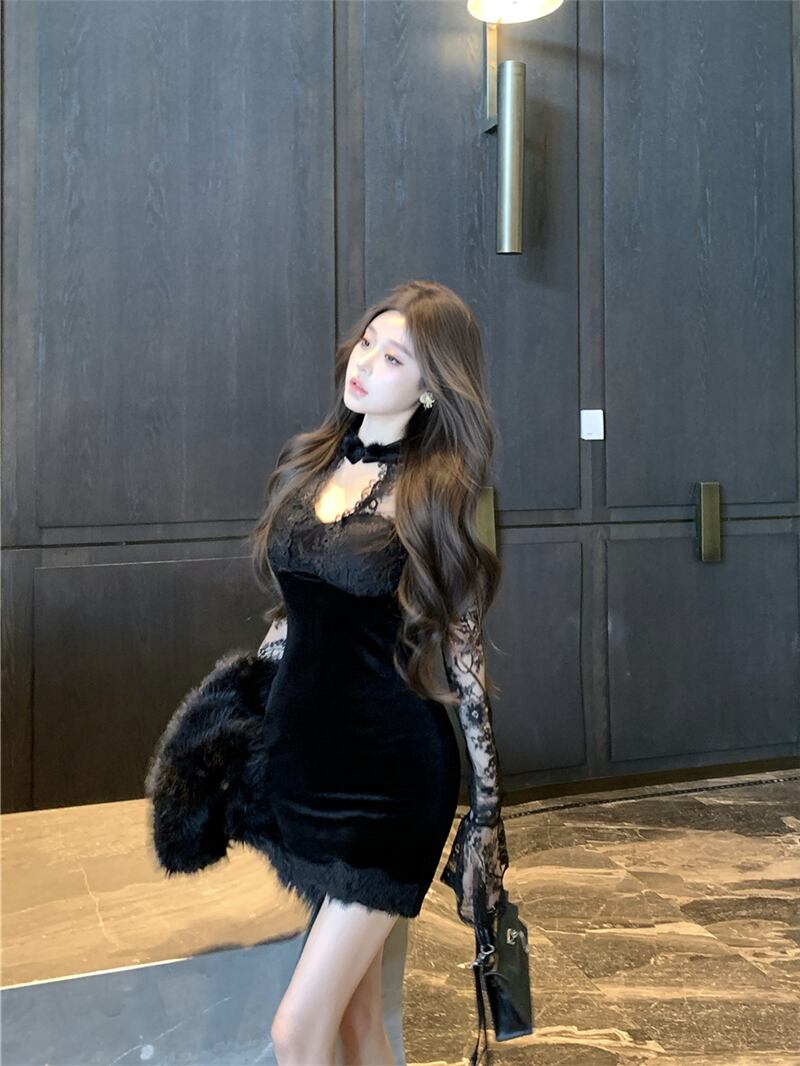 【dress】レースドッキングワンピース　M28494
