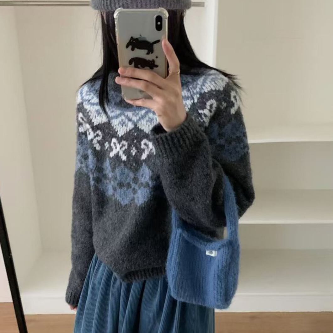 【tops】ジャカードニットセーター　M27801