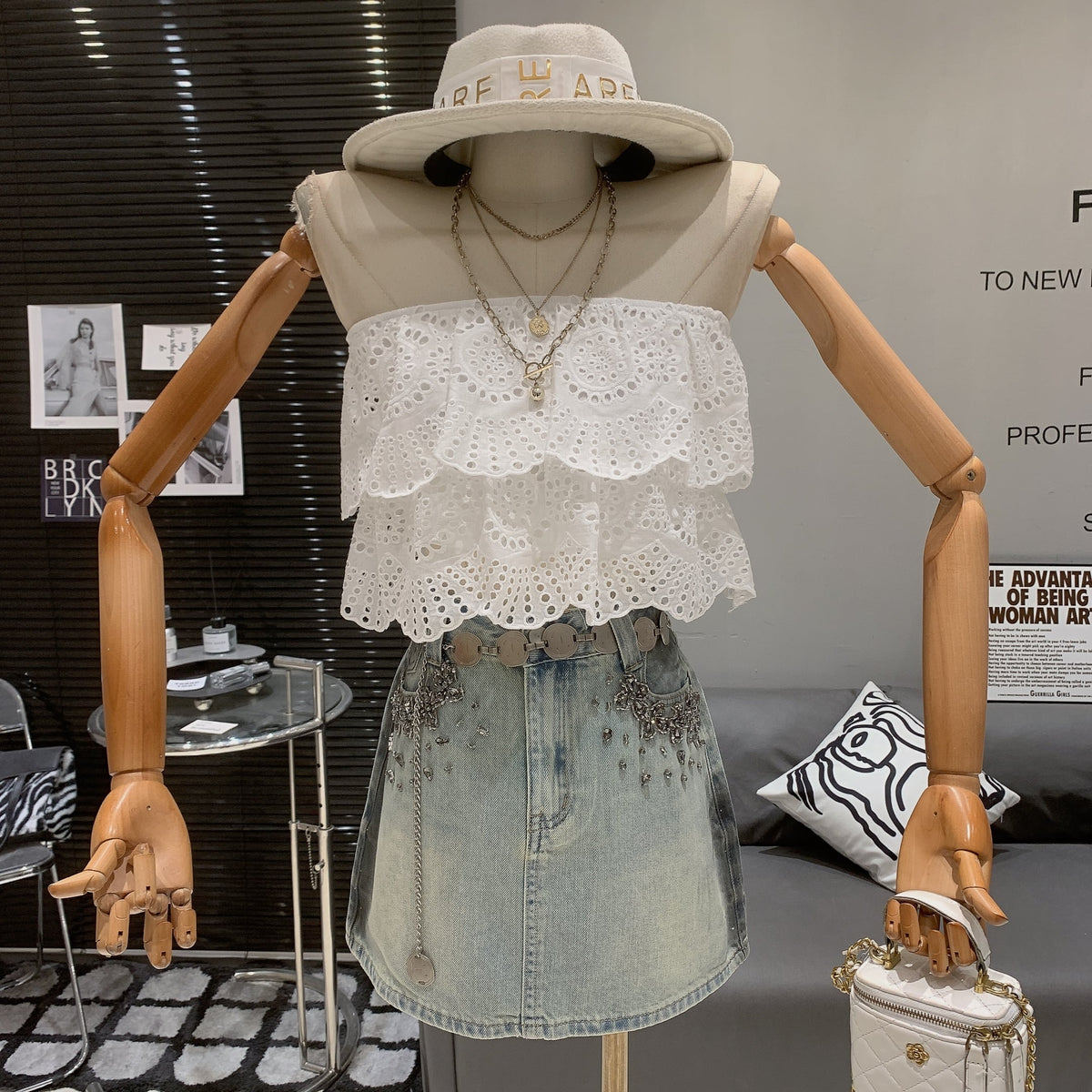 【tops】カットワークベアトップ　M25027