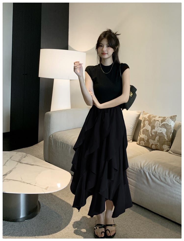 【dress】不規則 イレギュラードッキングワンピース　M23909