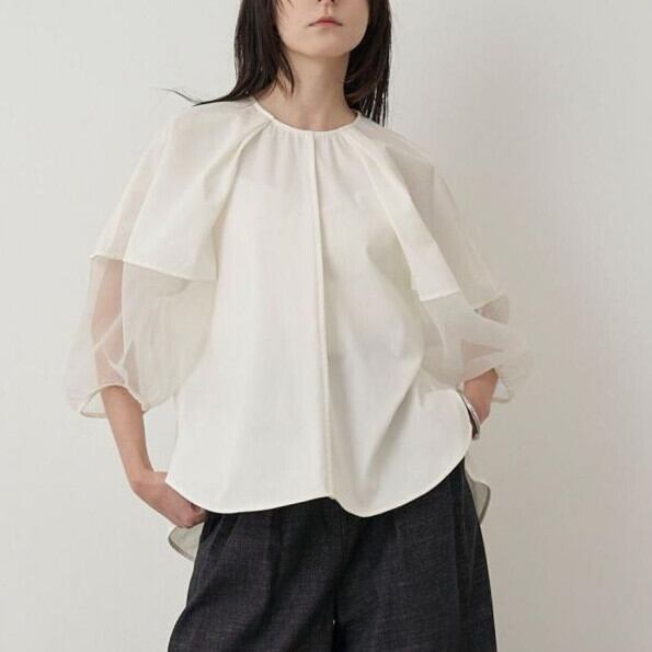 【tops】チュールコンビブラウス　M29949