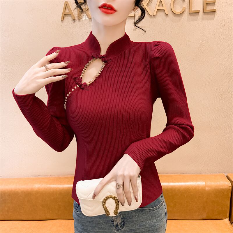 【tops】ビジューニットトップス　M28708