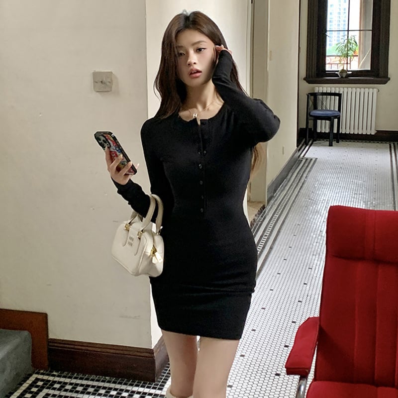 【dress】タイトニットワンピース Q6915
