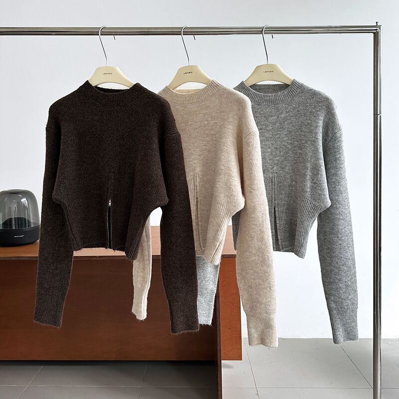 【tops】ファスナーニットプルオーバー　M19197