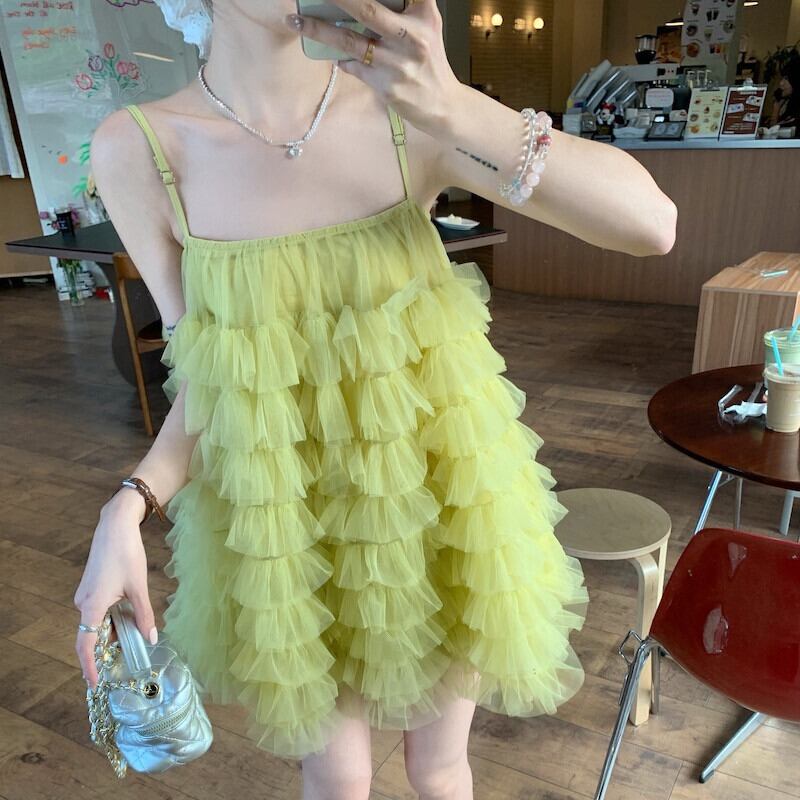 【dress】チュールコンビキャミワンピース　M29848