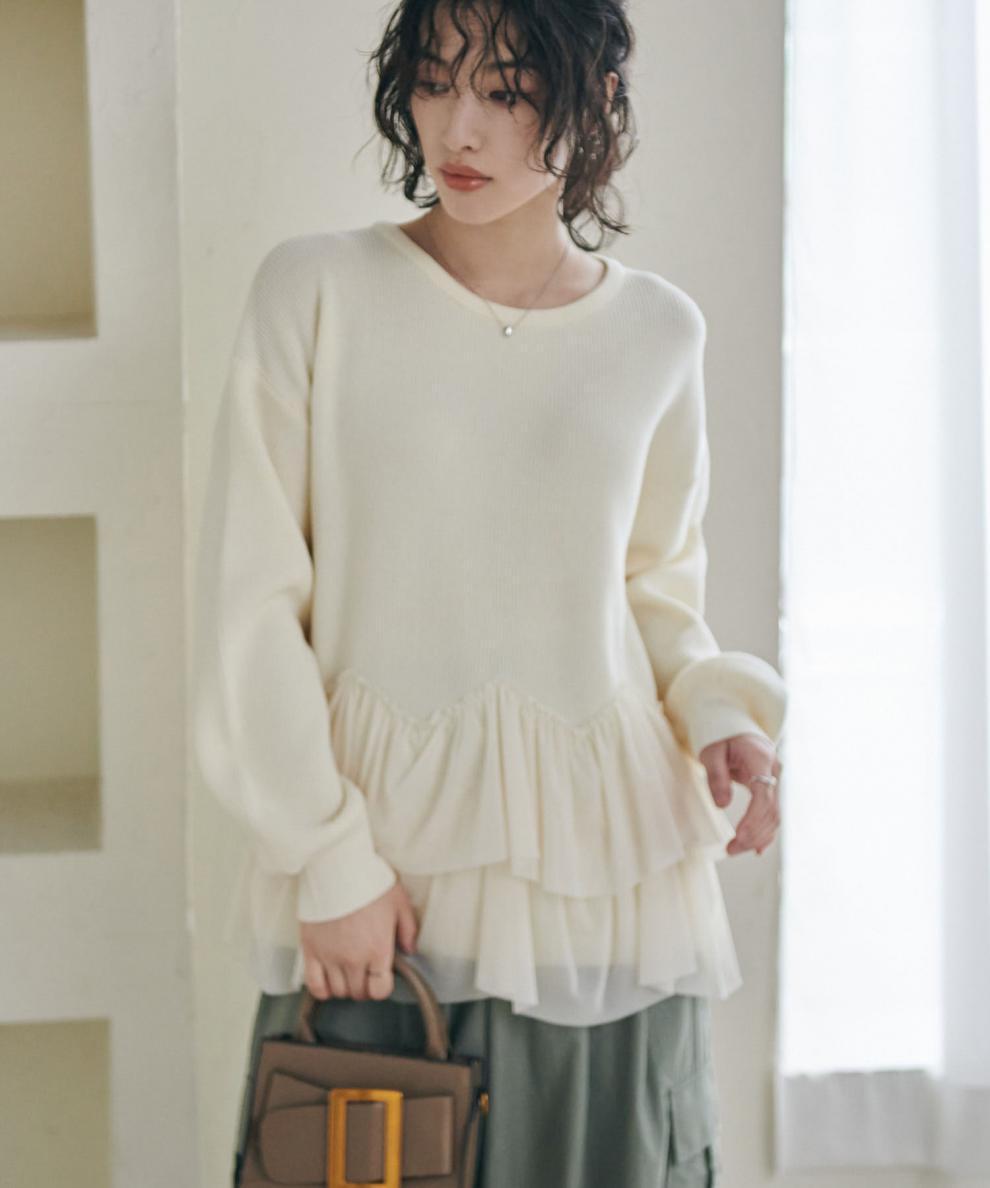 【tops】切り替えニットセーター　M25757