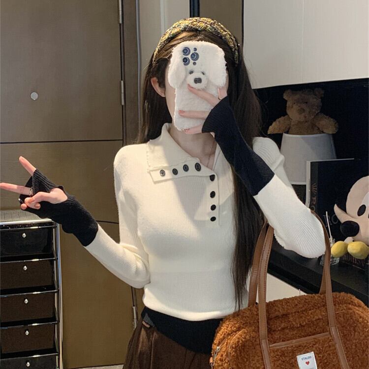 【tops】配色切り替えニットトップス　M28898