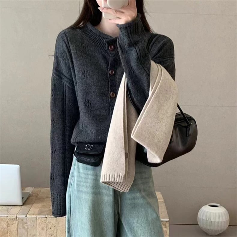 【outer】カットワークニットカーデ　M25612