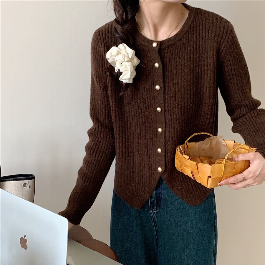 【outer】クルーネックニットカーデ　M18884