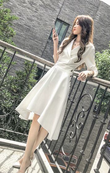 【dress】シンプル気質満点ファッションスウィート不規則着痩せワンピース G0176