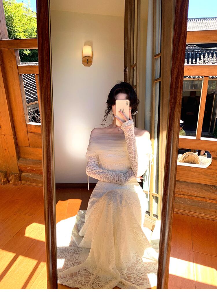 【dress】チュールドッキングレースワンピース　N3528