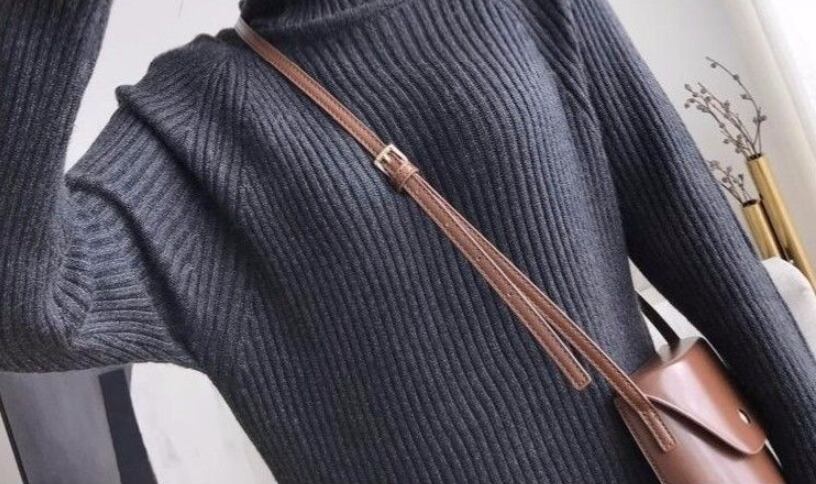 【dress】秋冬気質満点レトロフランス風着痩せハイネックニットワンピース G2598