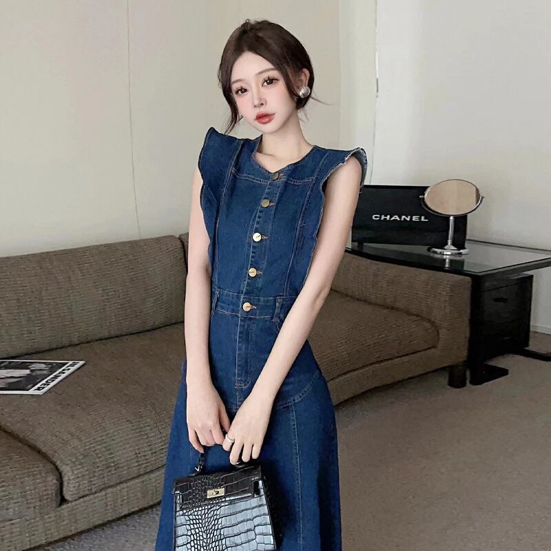 【dress】ノースリーブデニムワンピース G20199