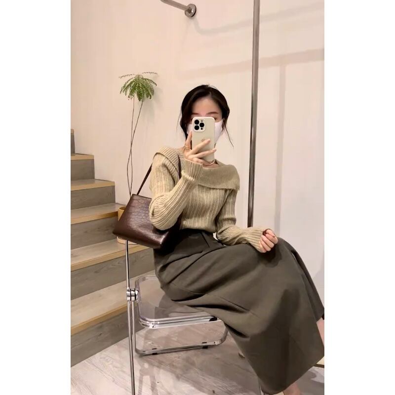 【set】ニットトップス×スカートセット　M18722