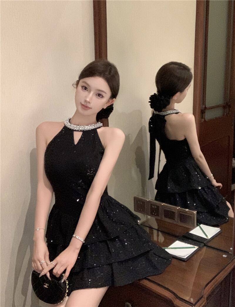 【dress】ビジューノースリーブワンピース　M30049