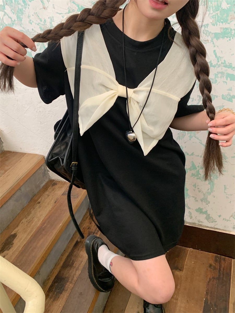 【dress】リボン付きワンピース　M25038