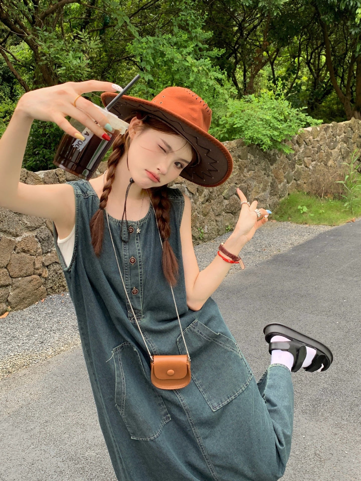 【dress】ノースリーブデニムワンピース　M25107