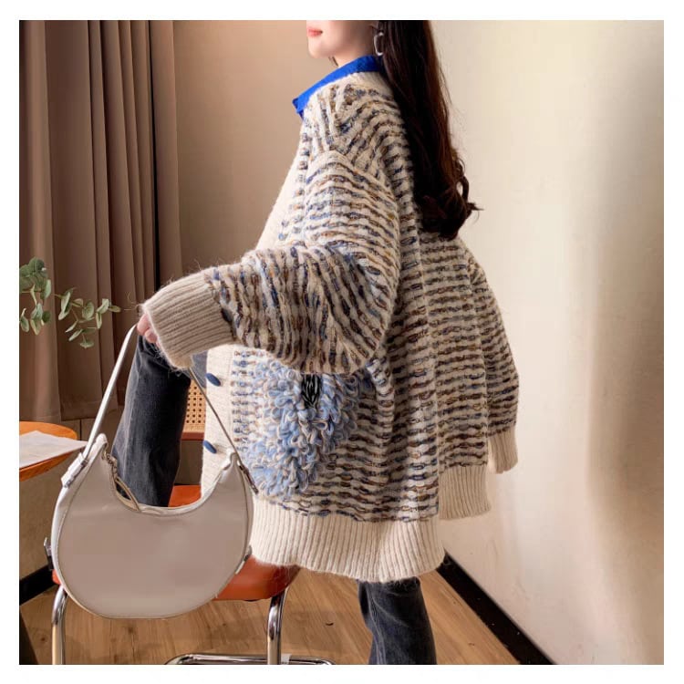 【outer】Vネックニットカーデ　M25755