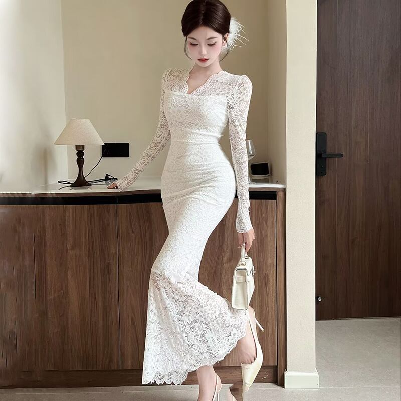 【dress】レースマーメイドワンピース　M28027