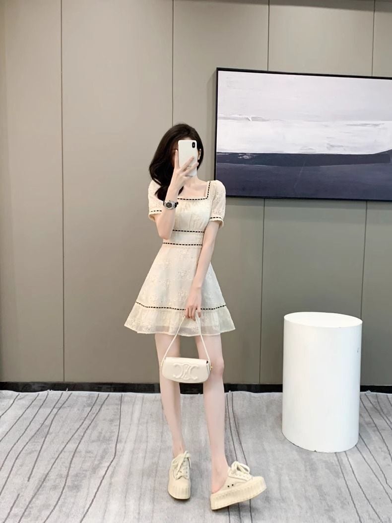 【dress】スクエアネックパフスリーブワンピース G21532