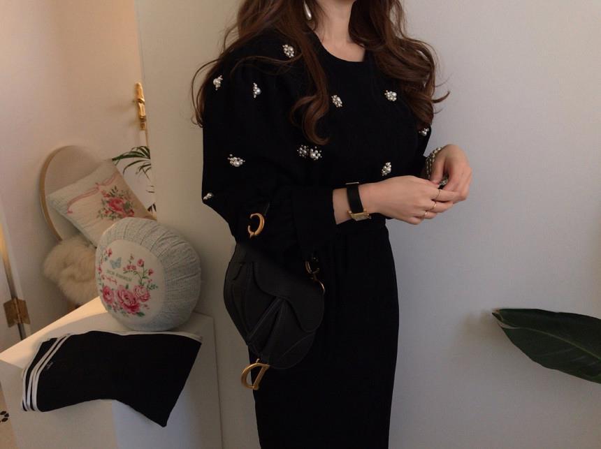 【dress】 韓国系気質満点レトロスウィートパフスリーブ着痩せコールテンワンピース G1775