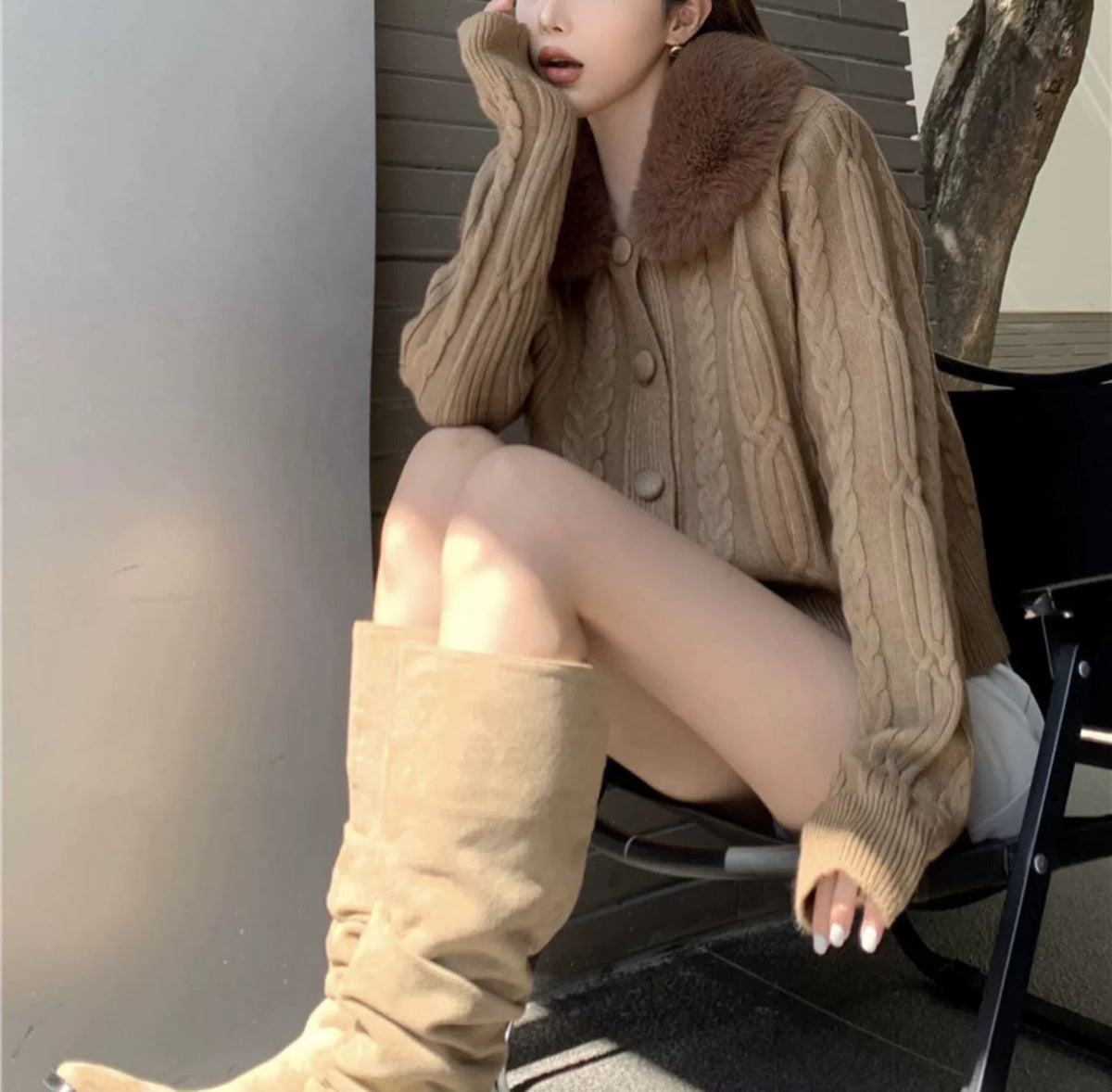 【outer】ファーニットカーデ　M26201