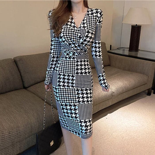 【dress】フランス風好感度UP!気質満点セクシータイト着痩せVネックワンピース G2939