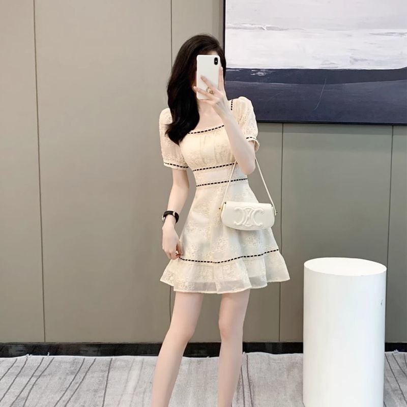 【dress】スクエアネックパフスリーブワンピース G21532