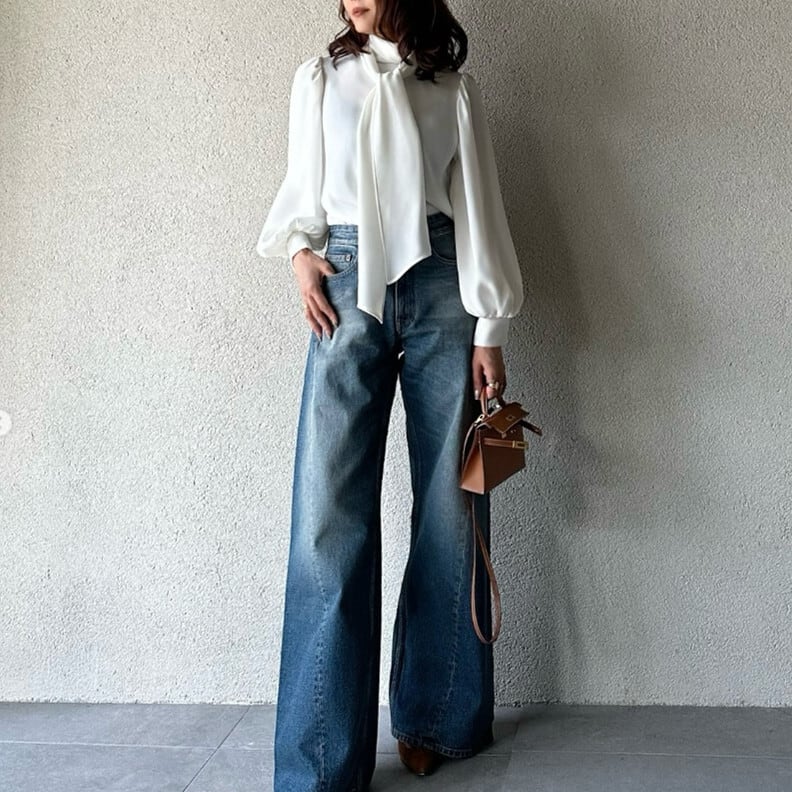 【tops】リボン付きシャツトップス　M28012