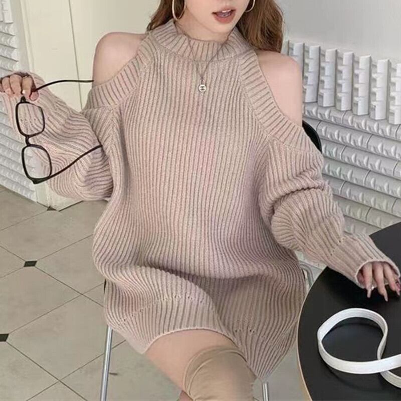 【tops】オフショルダーニットセーター　M18397