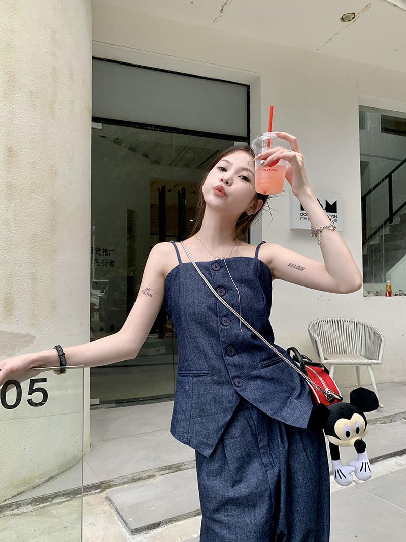 【set】キャミソール×ワイドパンツセット　M25312