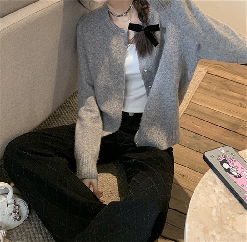 【outer】クルーネックニットカーデ　M25950