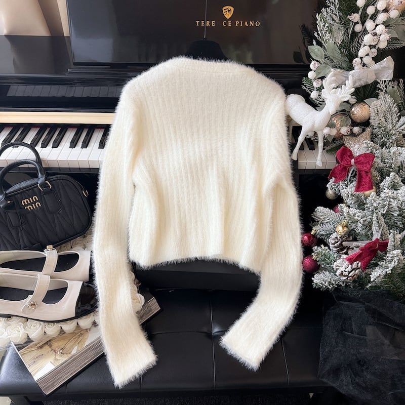 【tops】リボン付きニットセーター　M28248