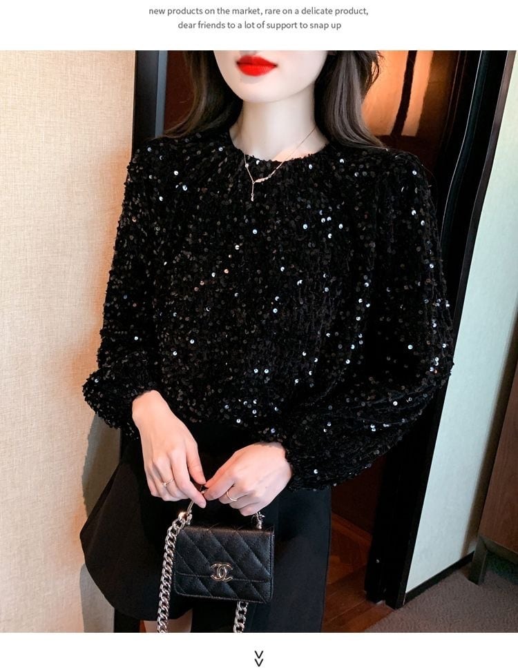 【tops】スパンコールトップス　M28941