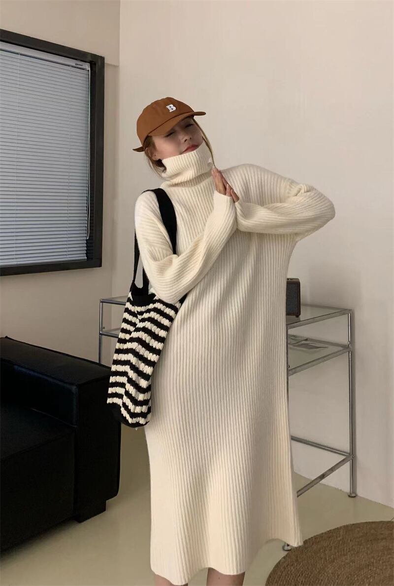 【dress】無地ニットワンピース　M19129