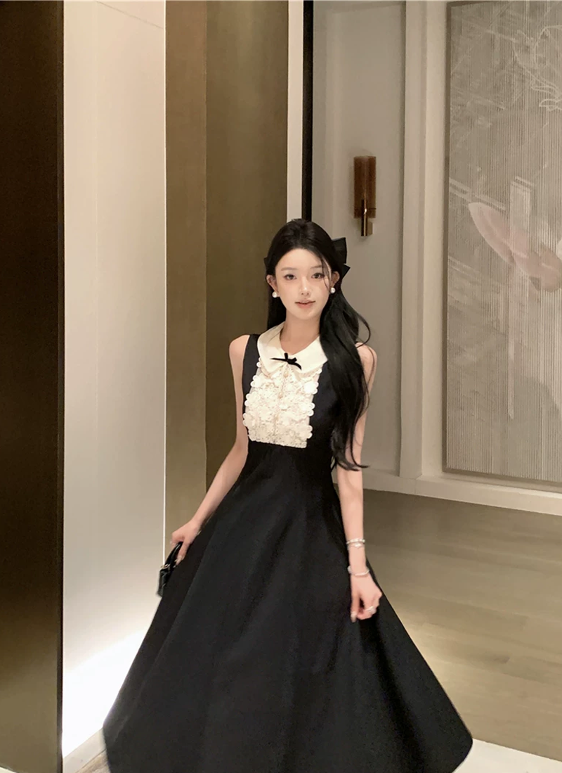 【dress】ノースリーブレースドッキングワンピース　M31116