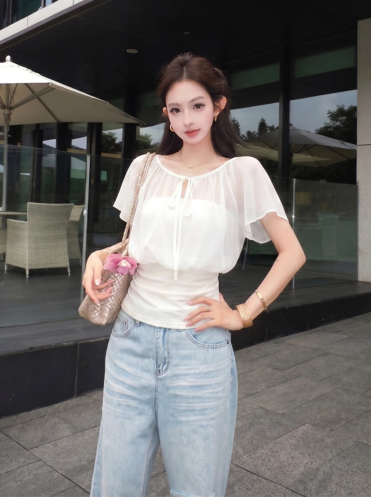 【tops】シアーチュールドッキングトップス Q8845